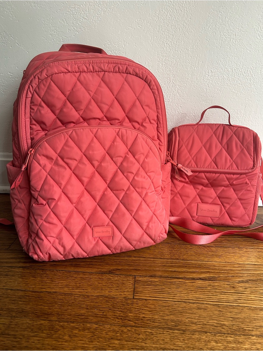 Vera Bradley Coral Quilted Backpack and Lunch Tote
